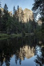 Cathedral Rocks Reflection on the Merced River Royalty Free Stock Photo